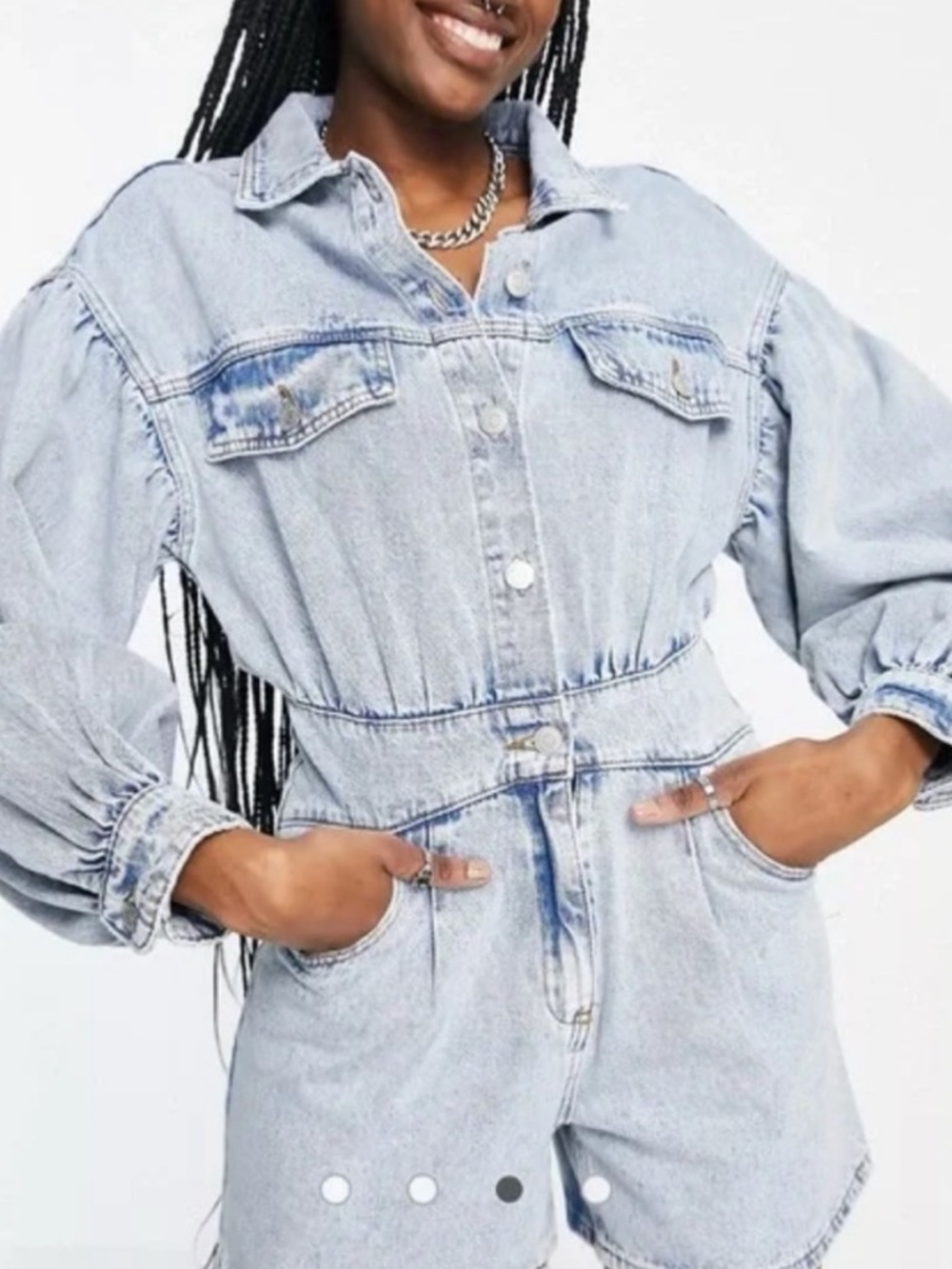 Signature Light Wash Denim Romper
